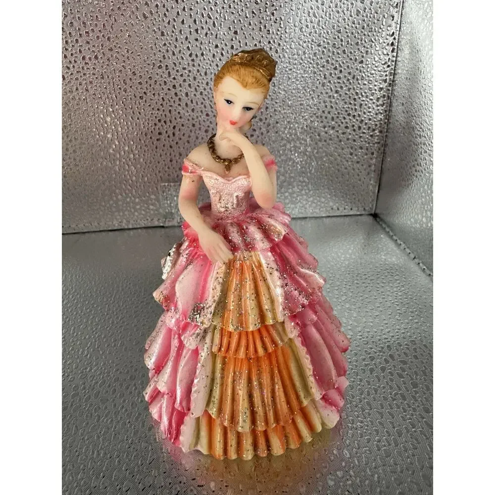 Mis Quince Anos 4.5 inches Pink /Orange Cake Topper Doll